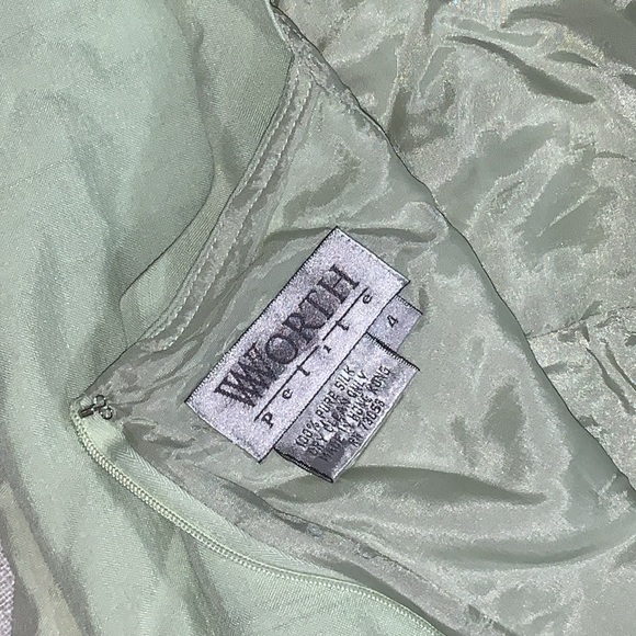 Silk Minty Green Worth Petite Vintage Mini/midi Dress with mini pockets (Size 4) - Picture 4 of 9